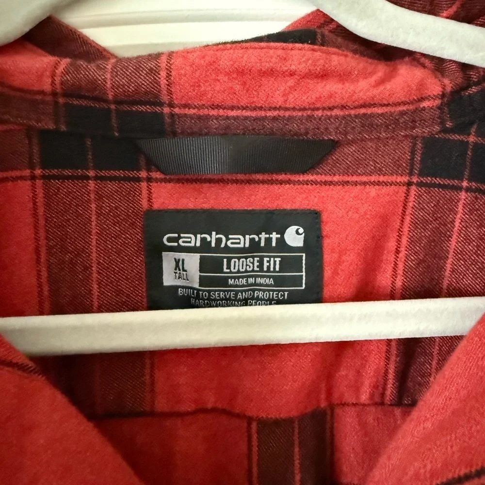 Men’s Loose Fit Heavyweight Flannel Long Sleeve Plaid Shirt Size: XL Tall - Picture 4 of 5